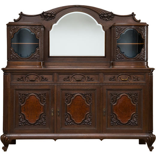 二十世纪 樱桃木嵌瘿木花卉纹玻璃边橱 商品图5