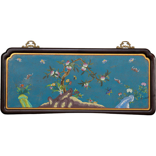 清 红木镶铜胎掐丝珐琅福寿纹挂屏 商品图5