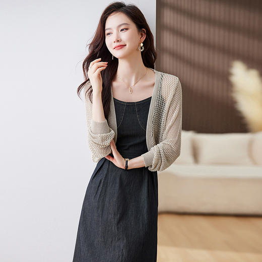 时尚优雅，开衫吊带连衣裙两件套HR-MEIQIN9112 商品图4
