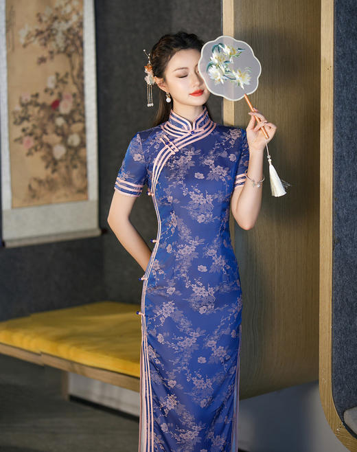 复古中国风，老上海醋酸提花长款传统民袍秋冬款走秀表演GT-0861 商品图2