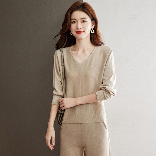CC-J243    v领针织打底衫女秋冬2023新款设计感小众修身毛衣濮院档口 商品图1