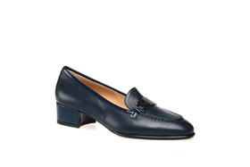 豪麟名鞋进口迪嘉女装羊皮革意式柔美皮鞋FW23394P蓝色