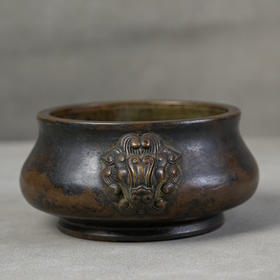 清 铜兽耳圈足炉