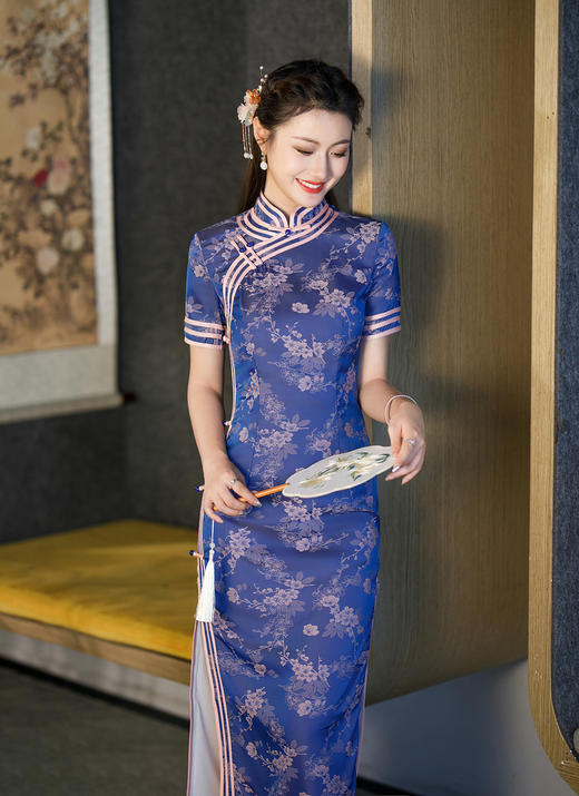 复古中国风，老上海醋酸提花长款传统民袍秋冬款走秀表演GT-0861 商品图3