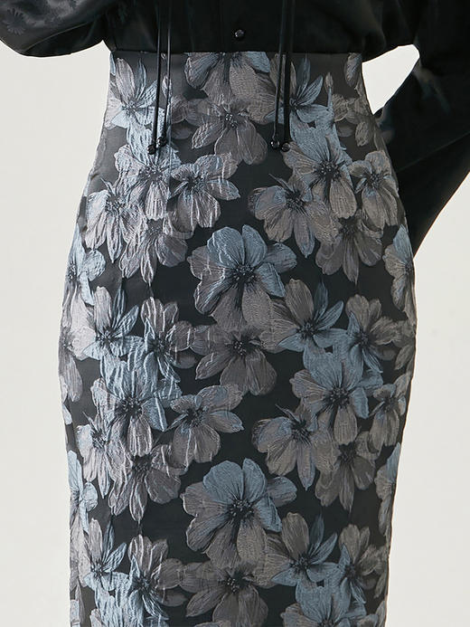 FUYAO扶摇 设计感小众国风提花半身裙女秋典雅气质包臀裙高腰显瘦 商品图2