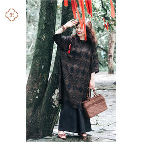 少见的40姆咪 桑蚕丝香云纱绢缎中式大袍 米马姐姐秋天的选择