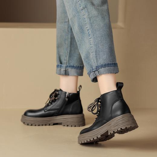 ZHR平底短靴女2023秋冬英伦风时尚复古质感靴子时髦感厚底马丁靴 商品图7