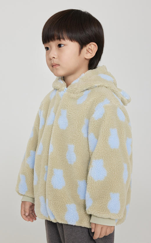 jnby   23年秋款  小熊耳朵连帽撞色摇粒绒仿皮草 1N9A12940 商品图3