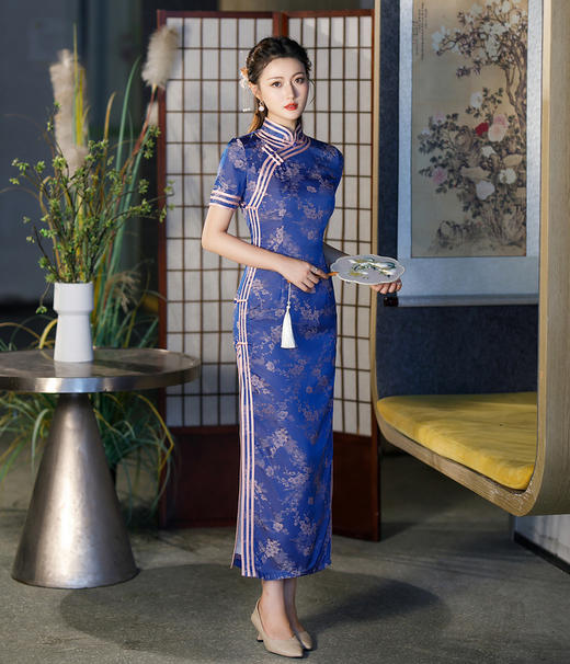 复古中国风，老上海醋酸提花长款传统民袍秋冬款走秀表演GT-0861 商品图0