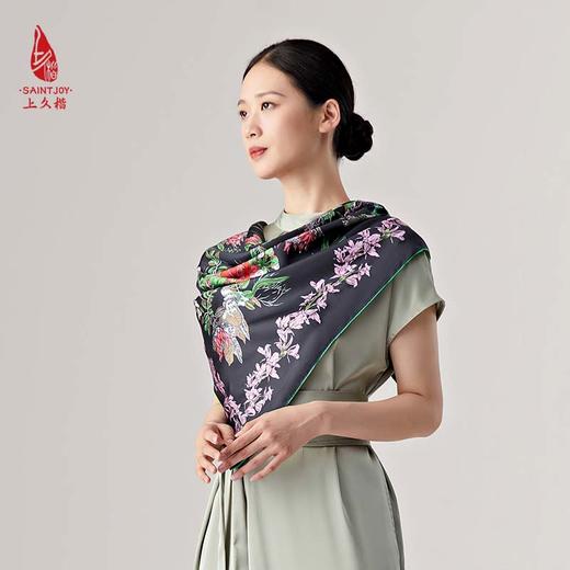 SAINTJOY/上久楷真丝方巾 双面印花真丝方巾 花宴  FJS23014 商品图5