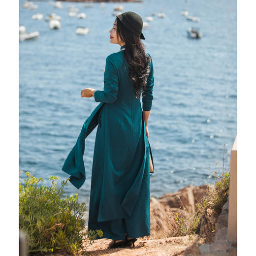 【林栖设计小店】提花长衫套装复古新中式百搭2023秋冬新品阔腿裤上衣女1934086 商品图4