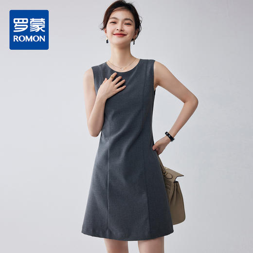 【优雅简约】罗蒙连衣裙百搭舒适商务通勤大众日常无袖连衣裙女 商品图1