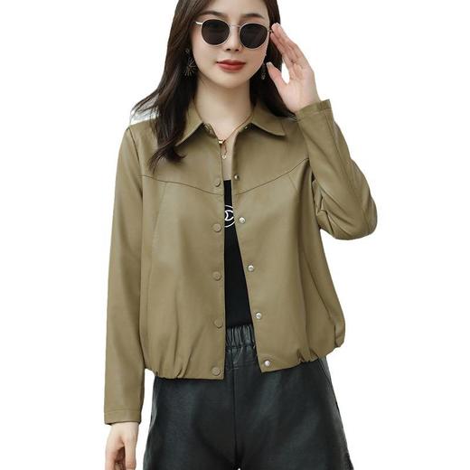 韩版短款皮衣外套女2023秋季新款翻领百搭水洗PU皮衣修身皮夹克女 商品图4