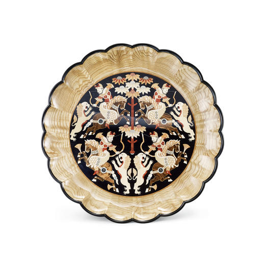 “胡人猎狮”主题木镶嵌赏盘 商品图2