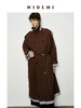 HIDEMI 乌木红棕色翻边条纹撞色设计感翻领双排扣长款风衣 商品缩略图3