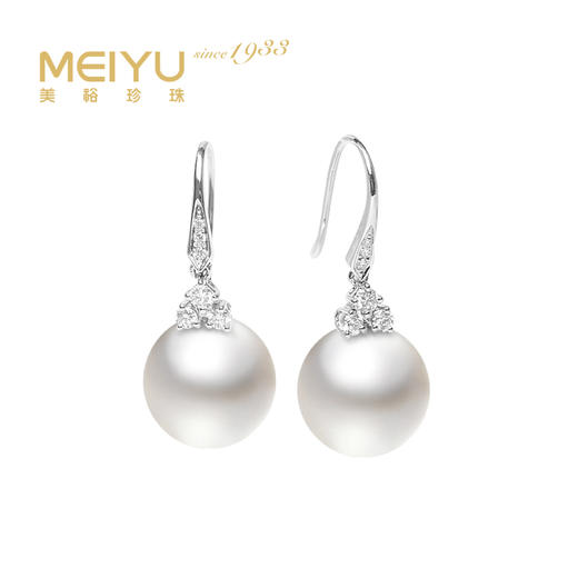 美裕 金18K海水珍珠耳钉12-12.5mm白 106440 商品图0