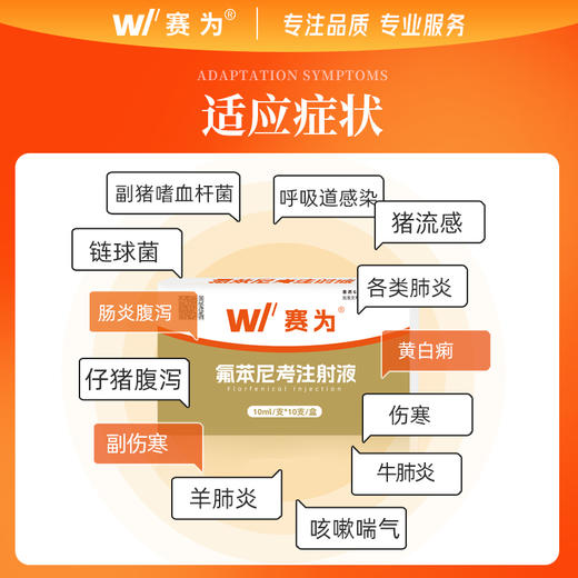 赛为氟苯尼考兽用注射液肺炎猪牛羊咳喘针剂呼吸道咳嗽药正品兽药 商品图1