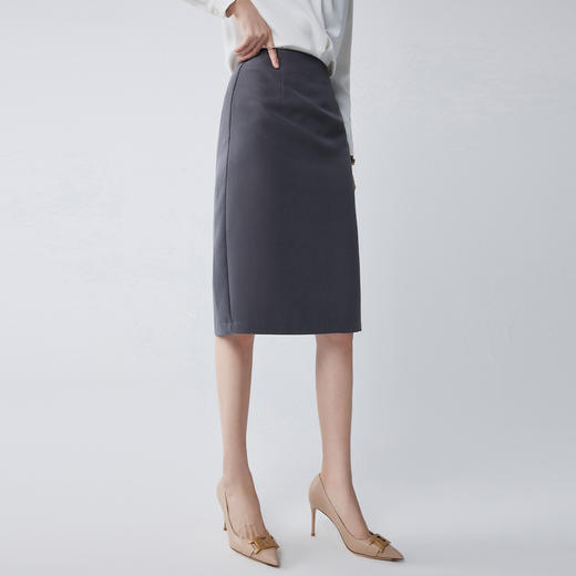 【知性优雅】罗蒙女士半截裙简约大众职场日常后摆开叉包臀裙半身裙女 商品图3