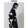 VIMAGE纬漫纪冬季新款时尚宽松舒适撞色气质针织开衫V2001614 商品缩略图2
