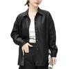 韩版中长款皮衣外套女2023秋季新款翻领衬衫式皮夹克修身水洗PU皮 商品缩略图4