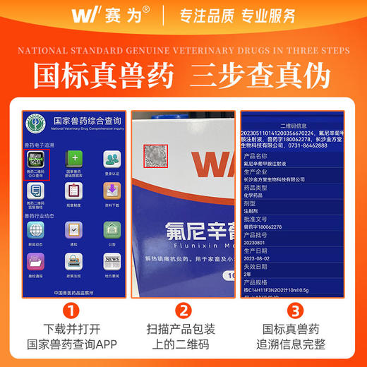 赛为氟尼辛葡甲胺兽用注射解热镇痛消炎高烧发热不吃不食正品兽药 商品图3