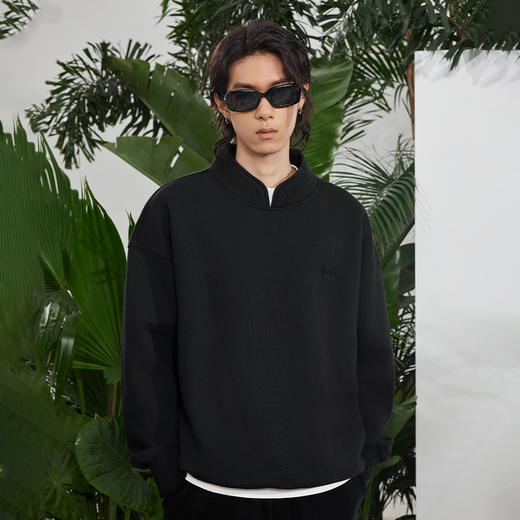 有志者UZIS 美式立领运动卫衣男复古秋冬加绒宽松休闲套头衫[简要 商品图2