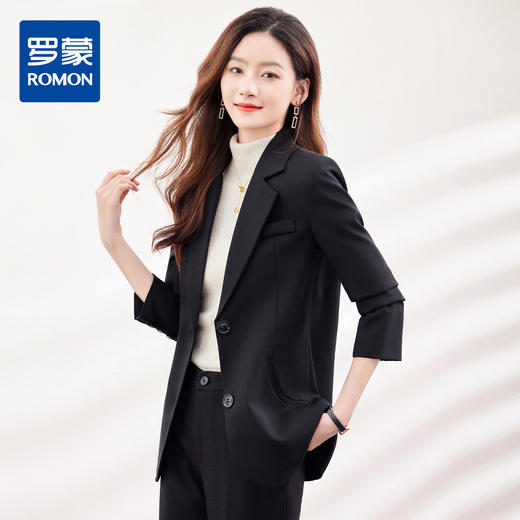 【上衣+裤子】罗蒙女式套装简约舒适百搭通勤西服套装两件套女 商品图1