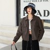 韩版短款皮衣外套女2023春秋新款宽松翻领皮包扣水洗PU皮衣女 商品缩略图2