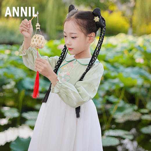 【国风系列】【实体店同款】女童长袖连衣裙2023年秋季新款安奈儿童装AG333889 商品图1