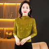 花色植绒长袖打底衫新中式国风修身T恤上衣KQL-765G938 商品缩略图5