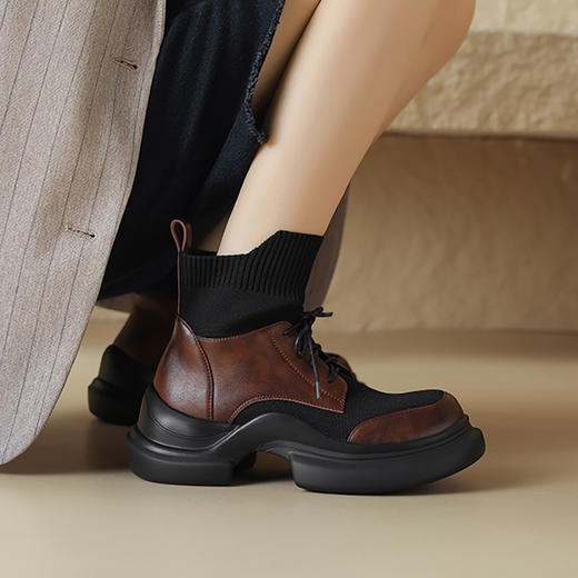 时尚机车感，拼接撞色厚底短靴TYM-20021 商品图12