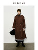 HIDEMI 乌木红棕色翻边条纹撞色设计感翻领双排扣长款风衣 商品缩略图4