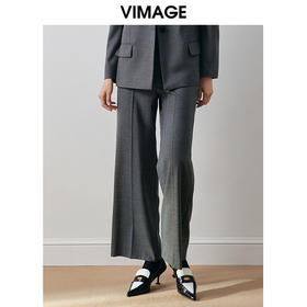 VIMAGE纬漫纪冬季气质通勤百搭显瘦高腰休闲直筒裤子V2005620