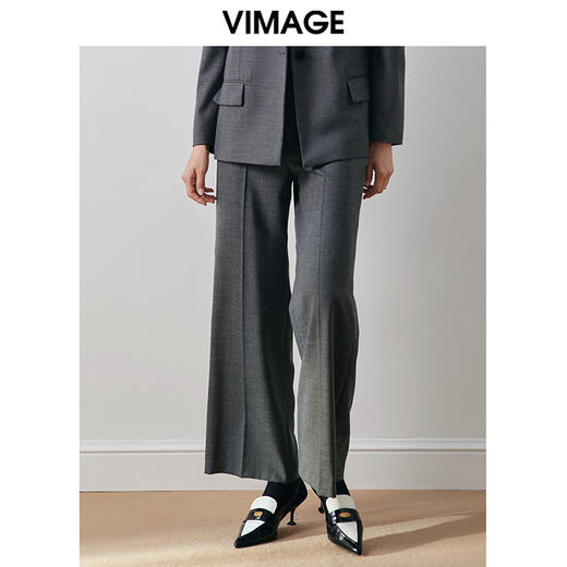 VIMAGE纬漫纪冬季气质通勤百搭显瘦高腰休闲直筒裤子V2005620 商品图0