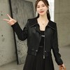 2023秋季新款短款皮衣外套女韩版螺纹领宽松水洗PU皮夹克 商品缩略图3