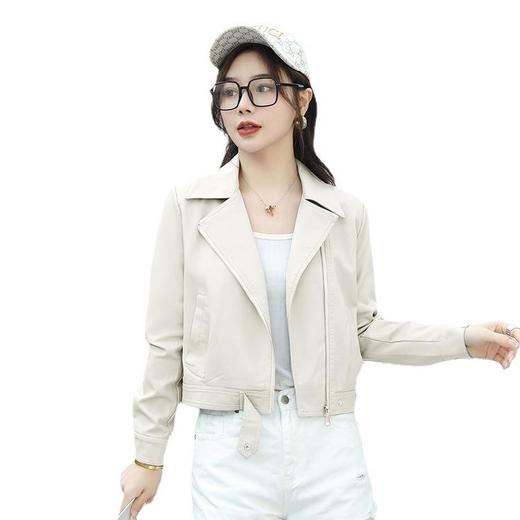 韩版短款皮衣外套女2023春秋新款西装领宽松水洗PU皮衣女 商品图4