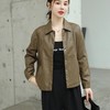 韩版短款皮衣外套女2023秋季新款翻领休闲夹克水洗PU皮衣女 商品缩略图2