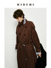 HIDEMI 乌木红棕色翻边条纹撞色设计感翻领双排扣长款风衣 商品缩略图6