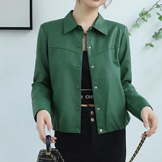 韩版短款皮衣外套女2023秋季新款翻领百搭水洗PU皮衣修身皮夹克女 商品图2