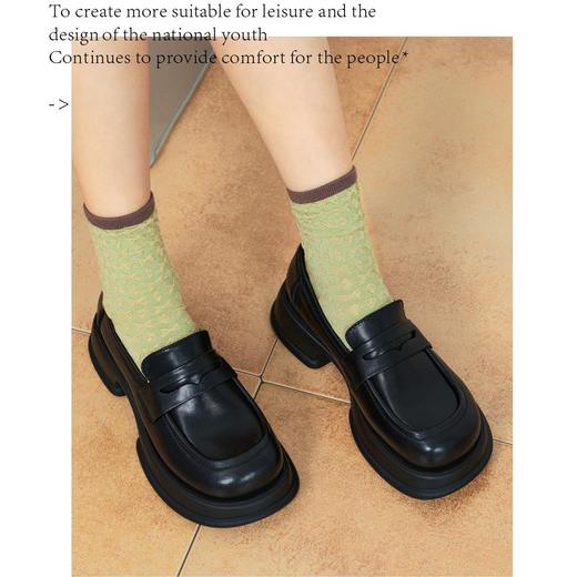 【冬即英伦风厚底乐福鞋】增高显瘦 轻便舒适 透气不闷脚 休闲百搭 商品图1