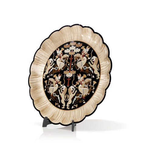 “胡人猎狮”主题木镶嵌赏盘 商品图4