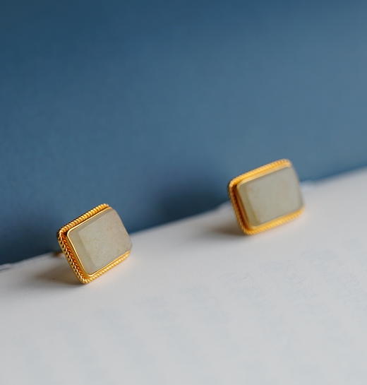 小方圆  和田耳钉【 嘉石122】 商品图3