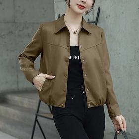 韩版短款皮衣外套女2023秋季新款翻领百搭水洗PU皮衣修身皮夹克女