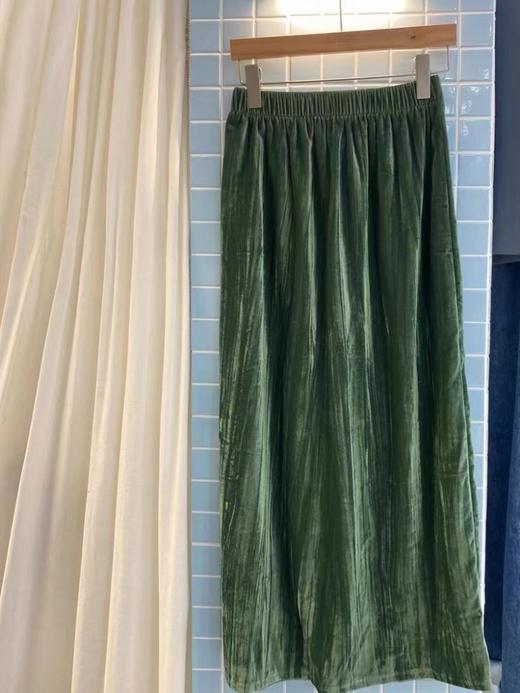 基础款丨肌理丝绒 半身裙 垂感高腰 后开衩 商品图6