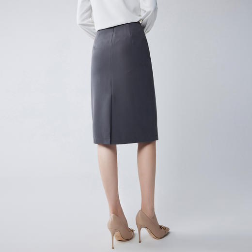 【知性优雅】罗蒙女士半截裙简约大众职场日常后摆开叉包臀裙半身裙女 商品图2