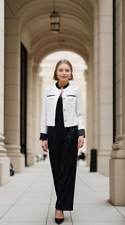 中式领撞色盘扣装饰外套 商品图1