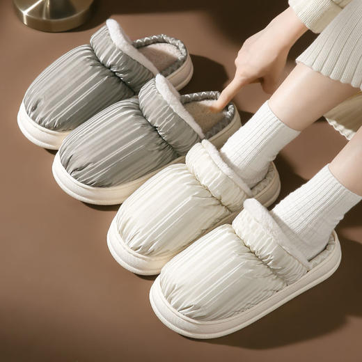 防水棉拖鞋女冬季家居室内厚底外穿踩屎感情侣一对家用秋冬棉拖男 商品图3