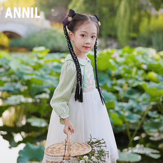 【国风系列】【实体店同款】女童长袖连衣裙2023年秋季新款安奈儿童装AG333889 商品图3