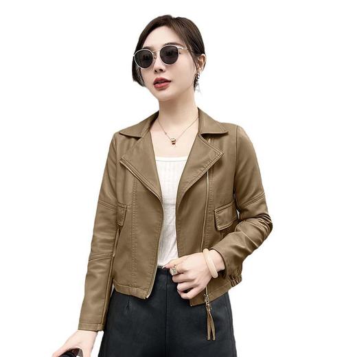 2023春秋新款短款皮衣外套女西装领韩版修身水洗PU皮衣女 商品图4