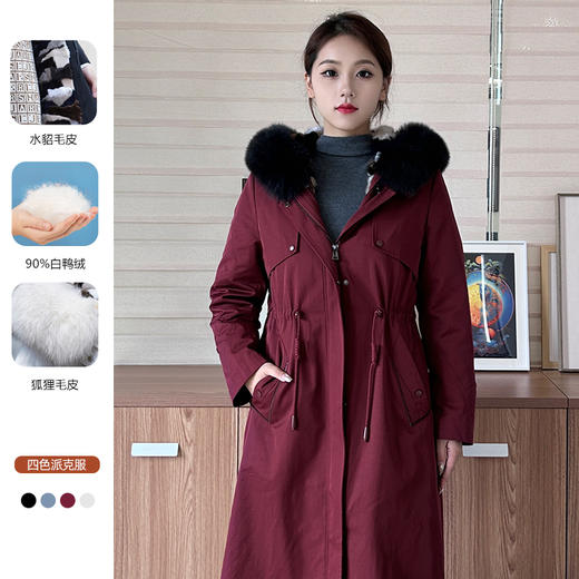 【XXL2】【炫彩派克服】臣禾【狐狸毛领】【水貂毛皮内胆】【90白鸭绒】御寒中长保暖外套皮草9224250637  商品图8